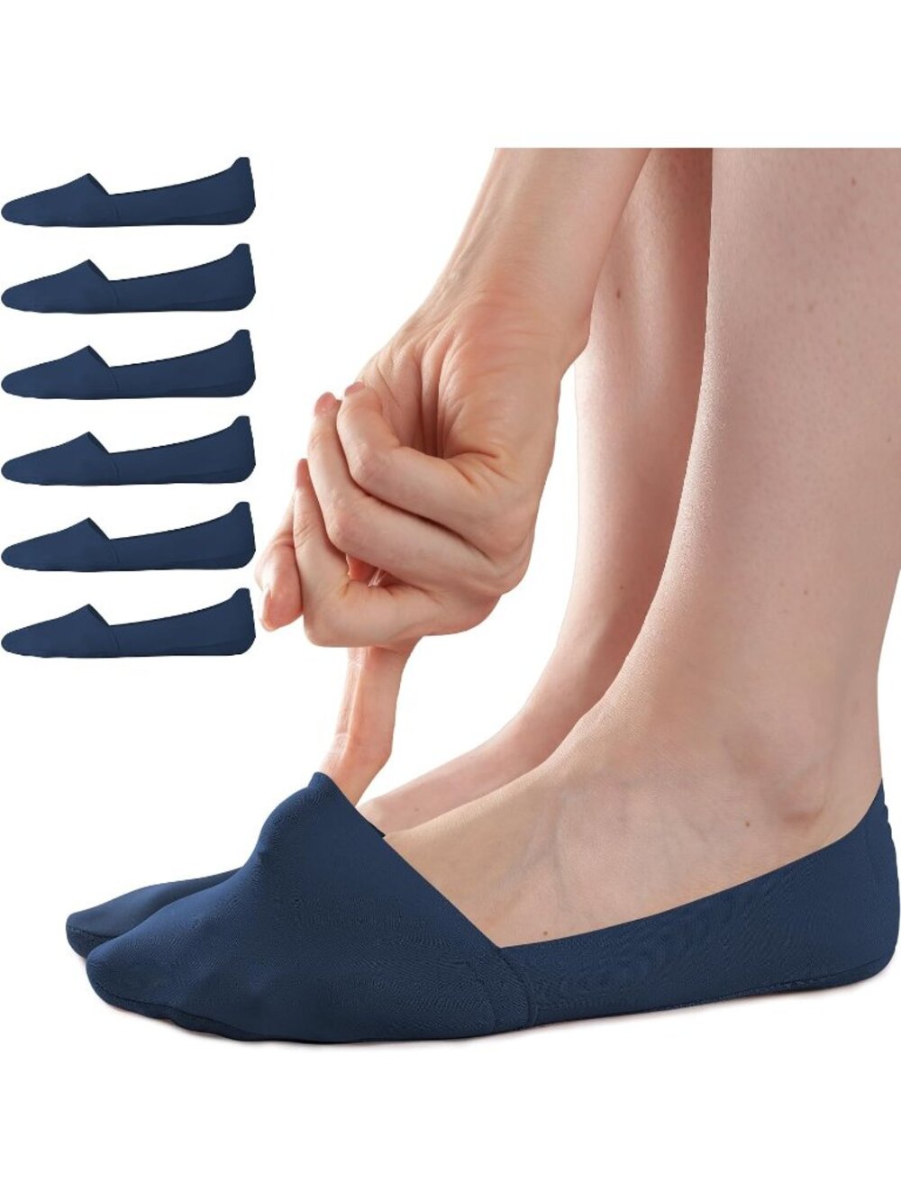 🧦Women's Dark Blue No Show Socks 6 Pairs Non Slip Low Cut Invisible Liner